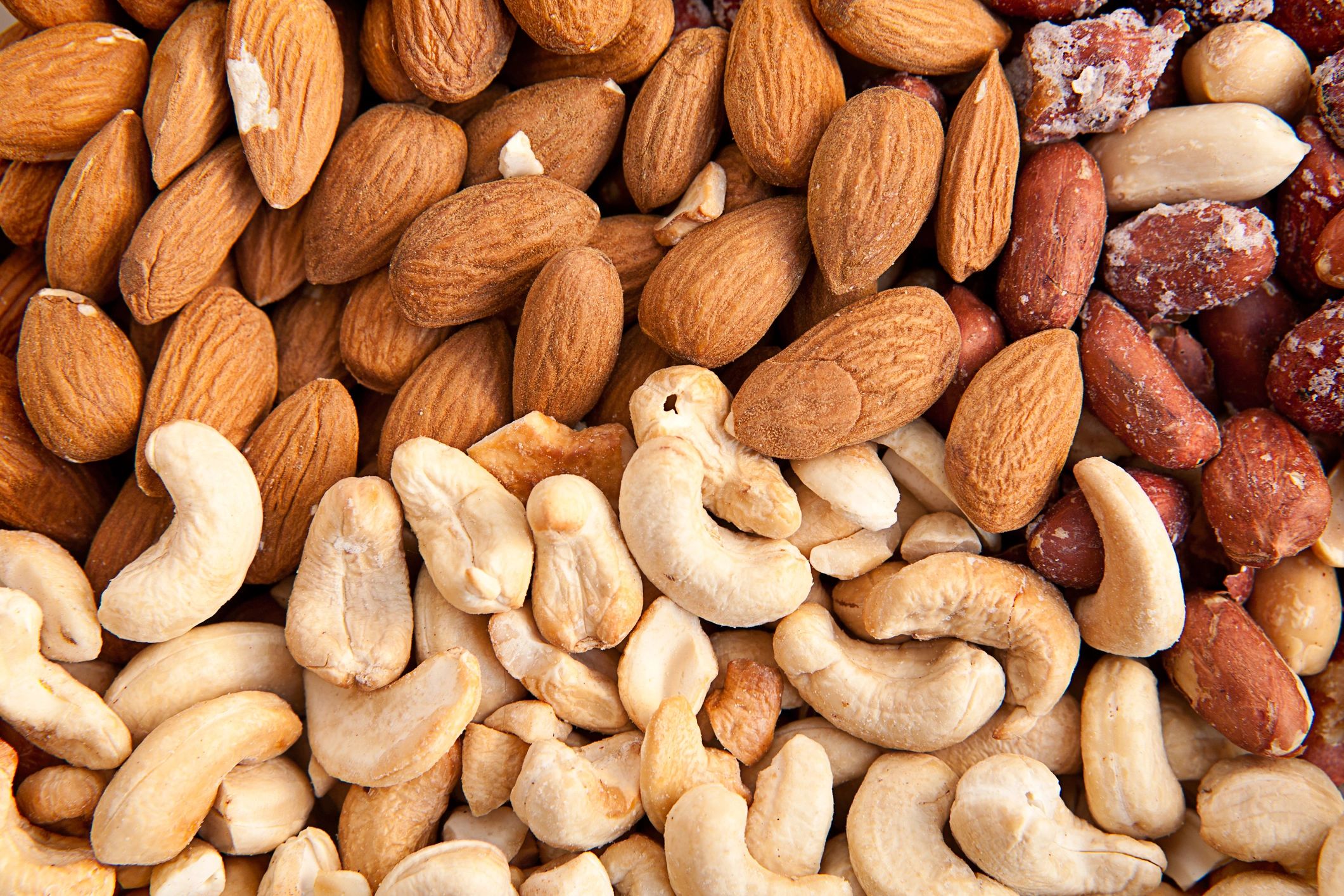 Peanuts, hazelnuts and cashews assortment